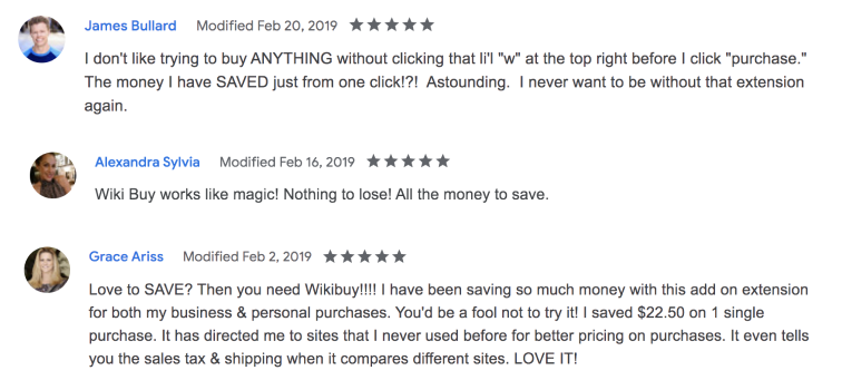 These Wikibuy reviews speak for themselves