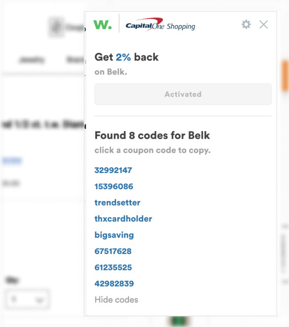 Capital One Shopping codes